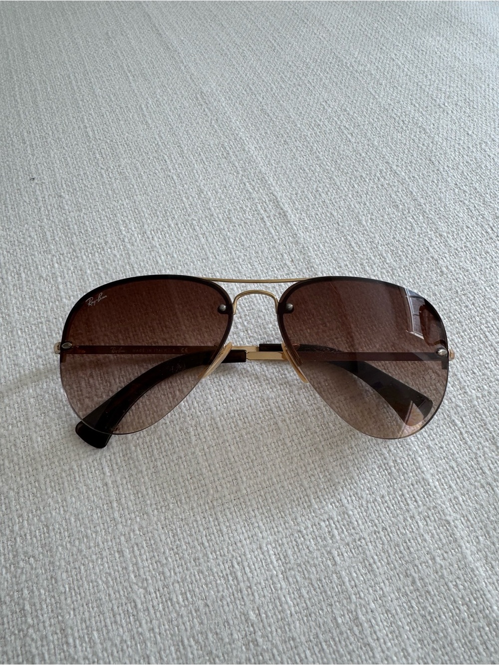 Ray-Ban Gold Frame Sunglasses with Brown Lenses